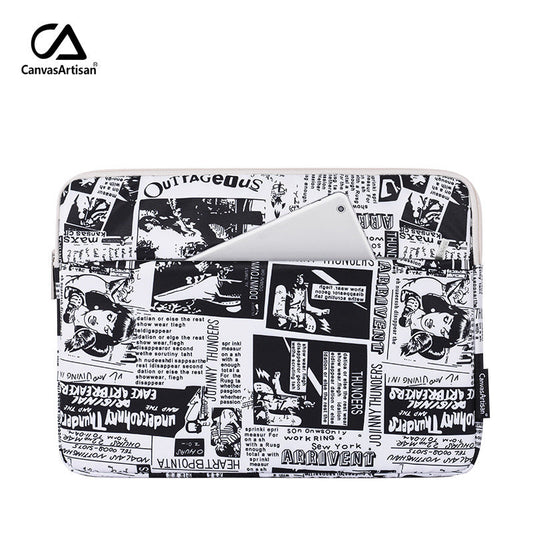 Black-White Comic Laptop Sleeve – Waterproof & Shockproof 13–15 Inch Protective Case