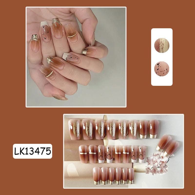 Gilded Gradient Nail Patches – French Nail Art Fake Nails
