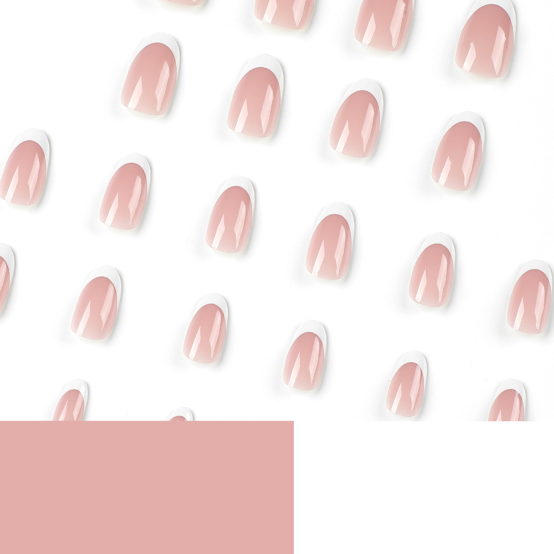 Medium Almond French Tip Press-On Nails – Glossy Nude White