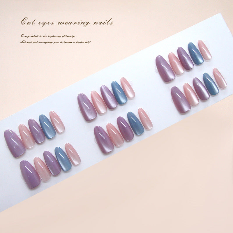 Rainbow Glass Press-On Nails – Handmade Detachable Almond-Shaped Nail Set