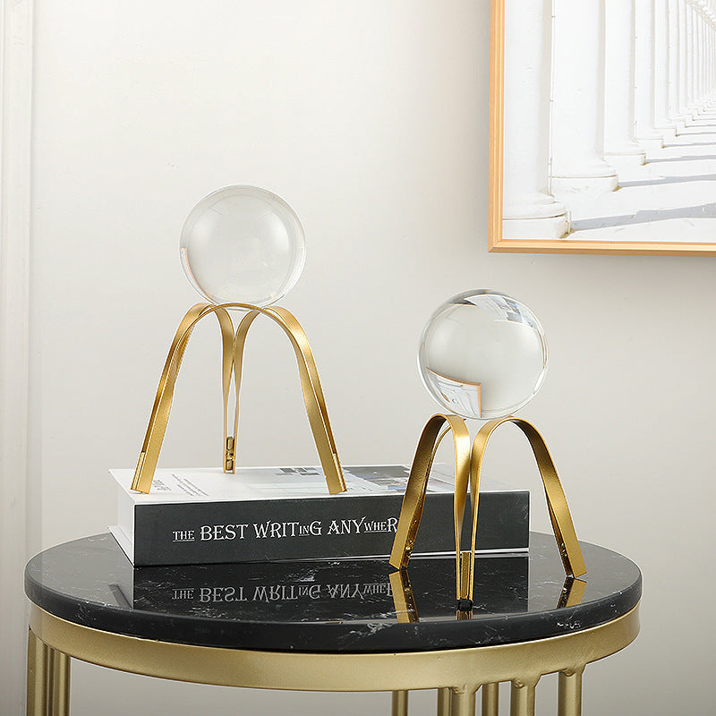 Modern Gold Geometric Crystal Ball Decor – Elegant Alloy Decorative Holder