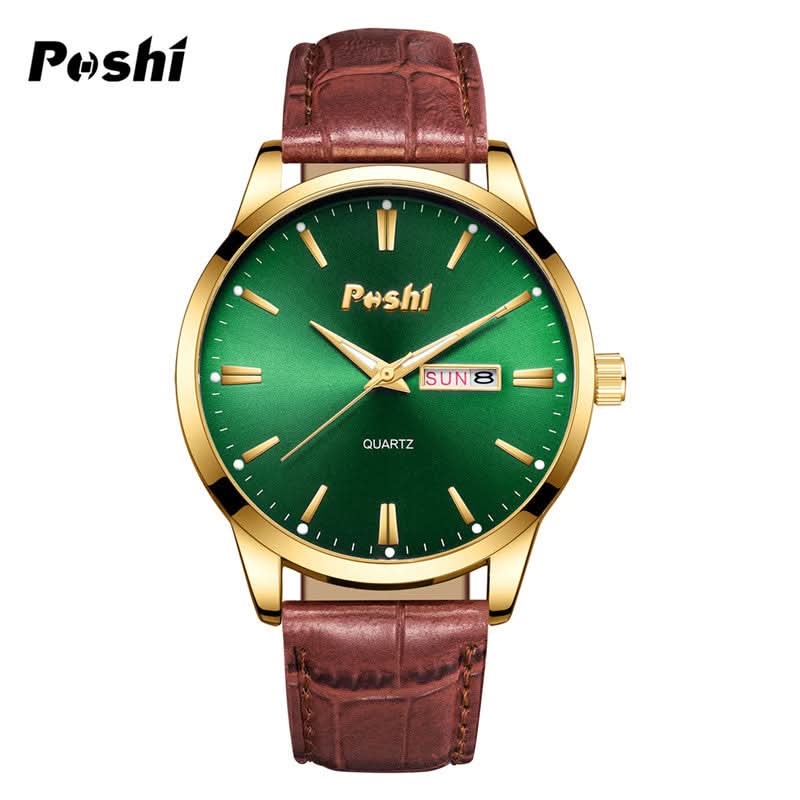 Unisex Fashion Dual Calendar Quartz Watches – Luminous Dial, Leather Strap