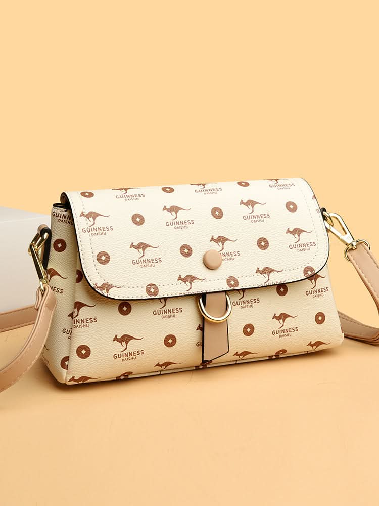 Women's Stylish Embossed PU Leather Messenger Bag – With Zipper Closure