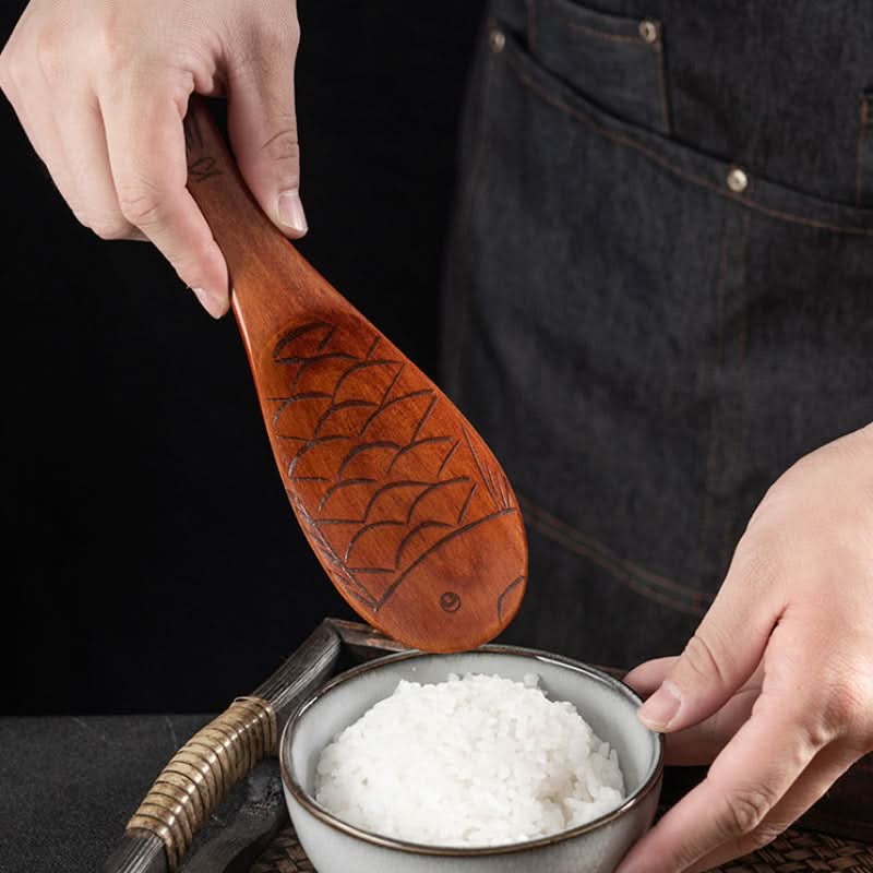 Japanese Fish-Shaped Wooden Rice Spoon