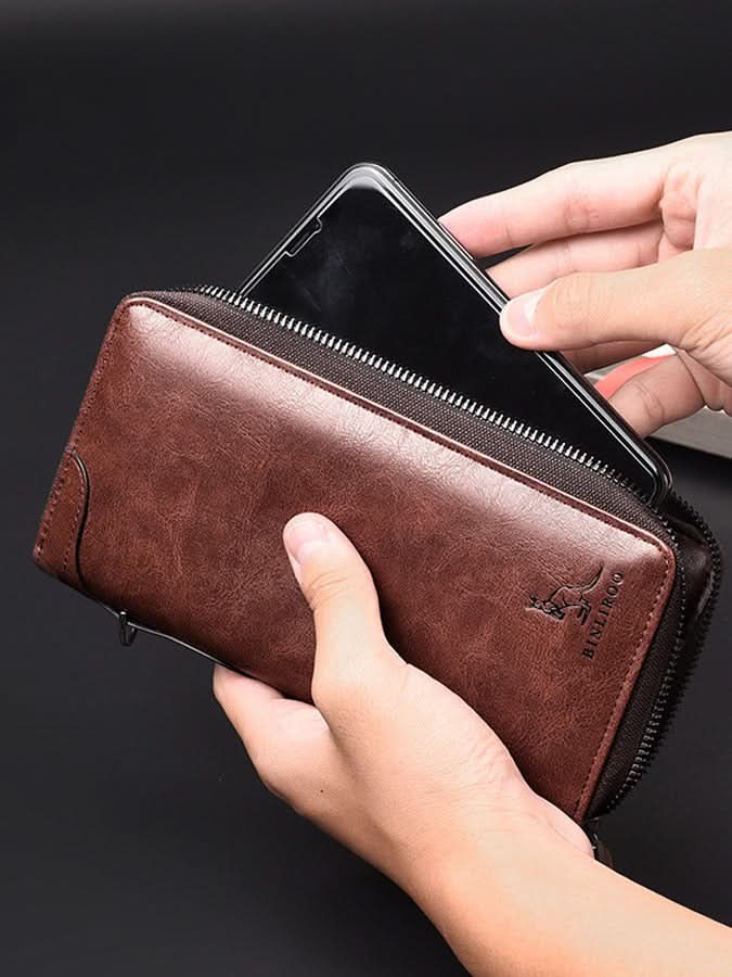 Men's Elegant PU Leather Business Handbag – Retro Style