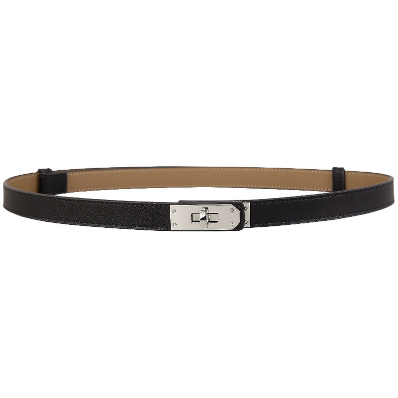 Women's Leather Waist Belt – Snap Button Fashion Dress Accessory
