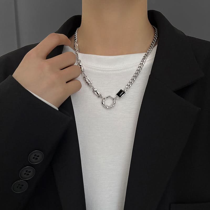 Unisex Water Wave Chain Geometric Necklace –Trendy Splicing Design