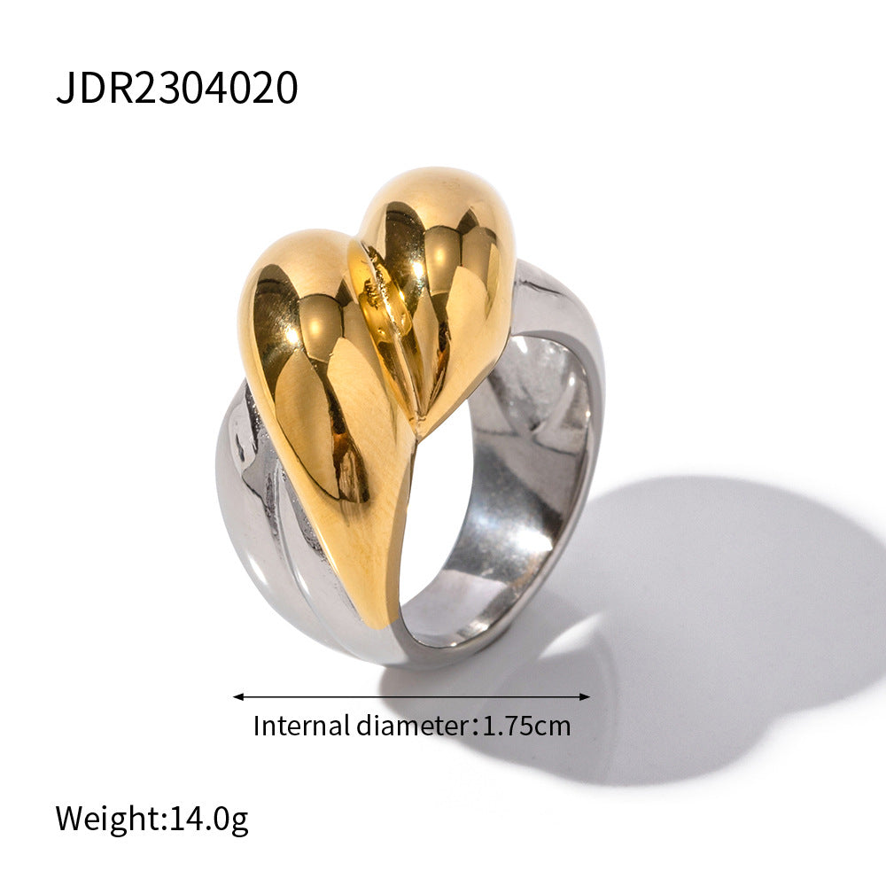 Bold Twisted Knot Ring – Dual-Tone Stainless Steel Statement Jewelry for Women