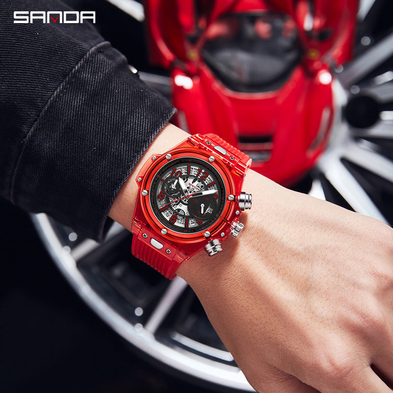 SANDA Men’s Quartz Sports Watch – Luminous Calendar Fashion Waterproof Timepiece