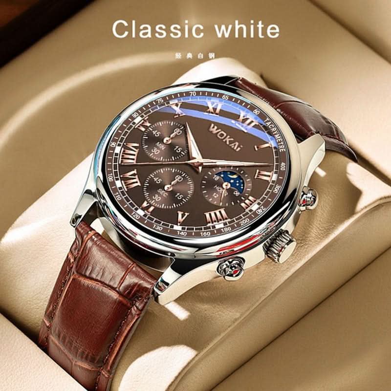1 pc. Men's Quartz Business Watch with Leather Strap - Brown