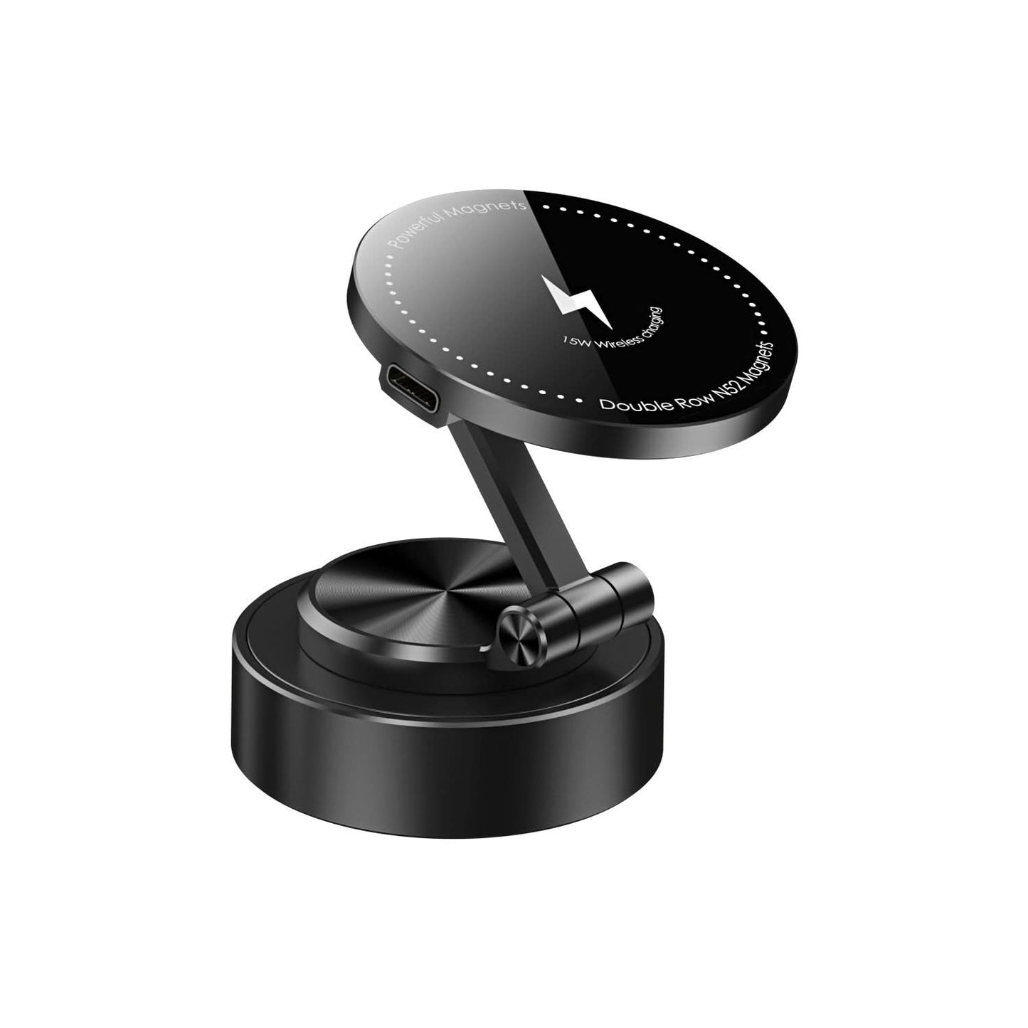 Magnetic Wireless Car Charger Mount – 360° Rotating & Telescopic Phone Holder
