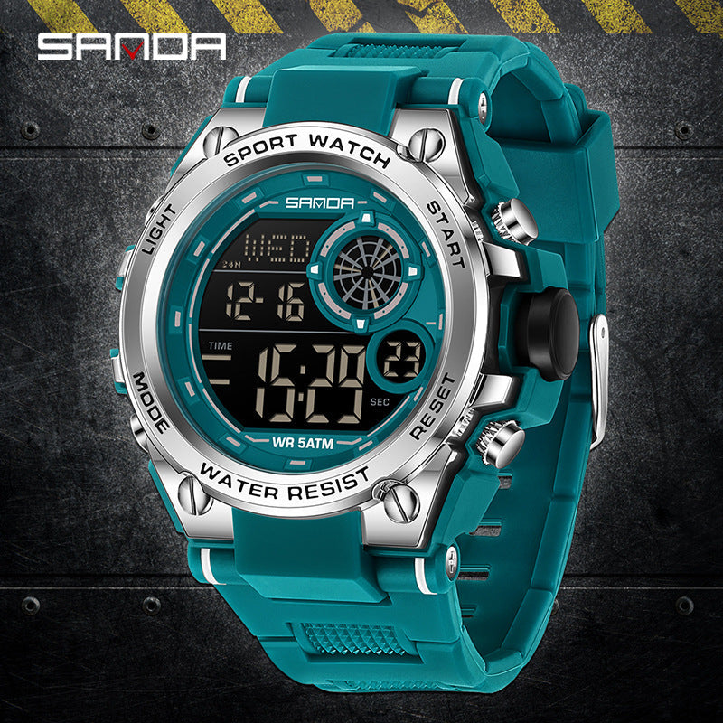 Sanda Digital Sports Watch – Multifunction Student Watch with Alarm & Dual Time