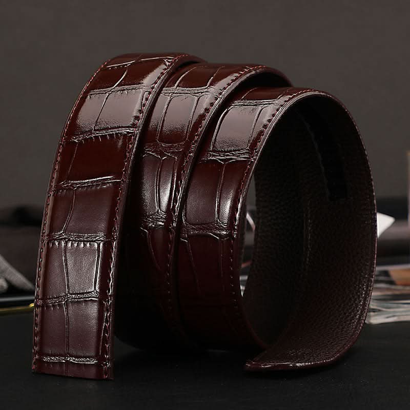 Men's Crocodile Leather Belt - Automatic Buckle