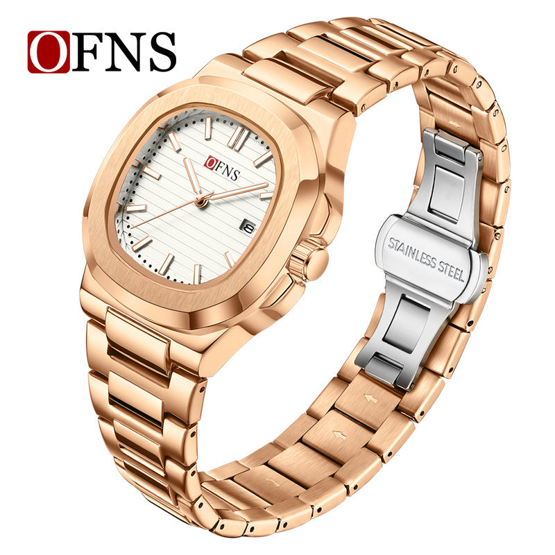 OFNS Men’s Quartz Watch – Waterproof Business Timepiece with Steel Strap