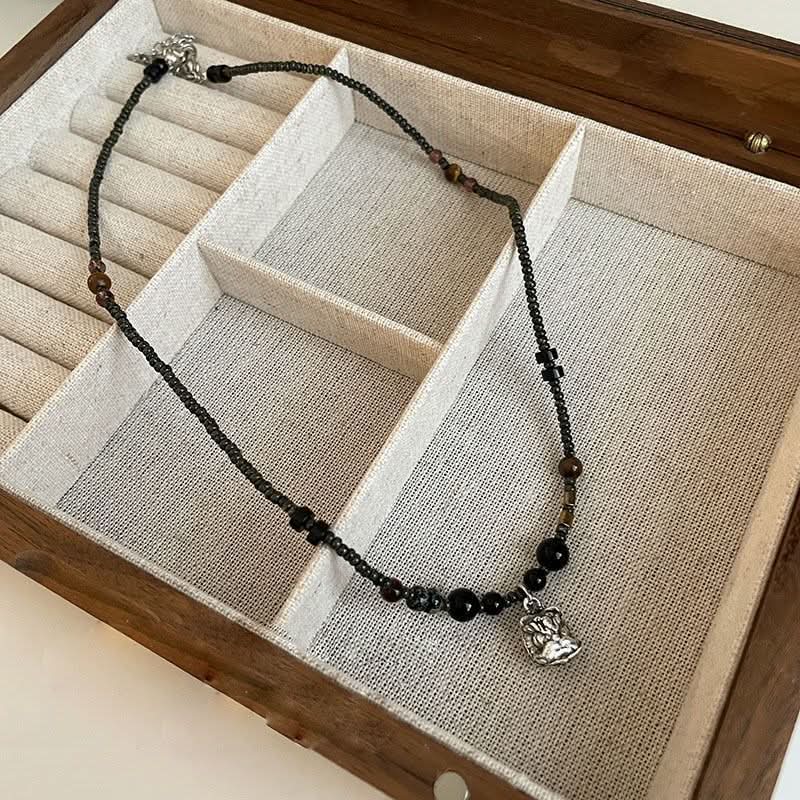 Men’s Lion Pendant Necklace – Silver Beaded Chain