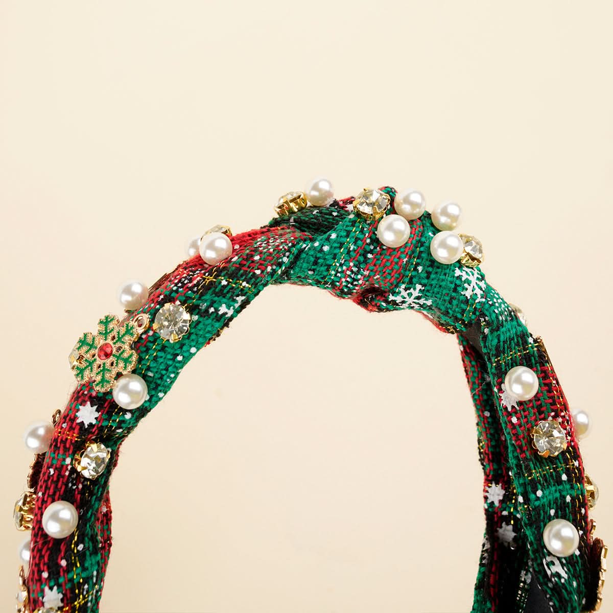 Christmas Pearl Diamond Knotted Headband for Women