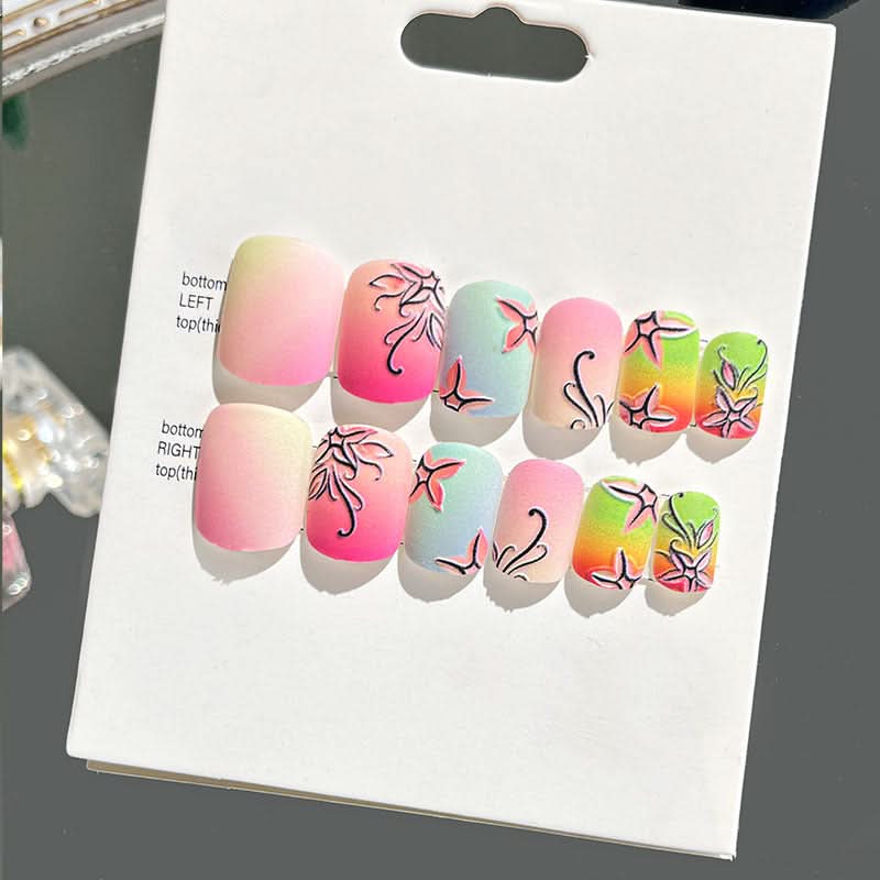 Wearable Embossed Short Bride Nail Art – Finished 3D False Nail Stickers