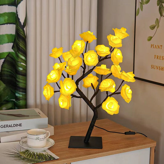 USB LED Rose Tree Lamp – 20-Bead Romantic Light for Home Decor, Tabletop Accent