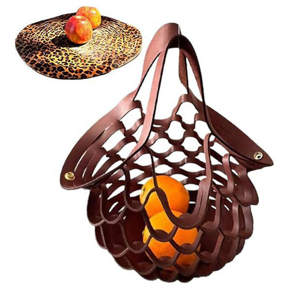 Retro Leather Mesh Shoulder Bag – Small Foldable Shell Handbag