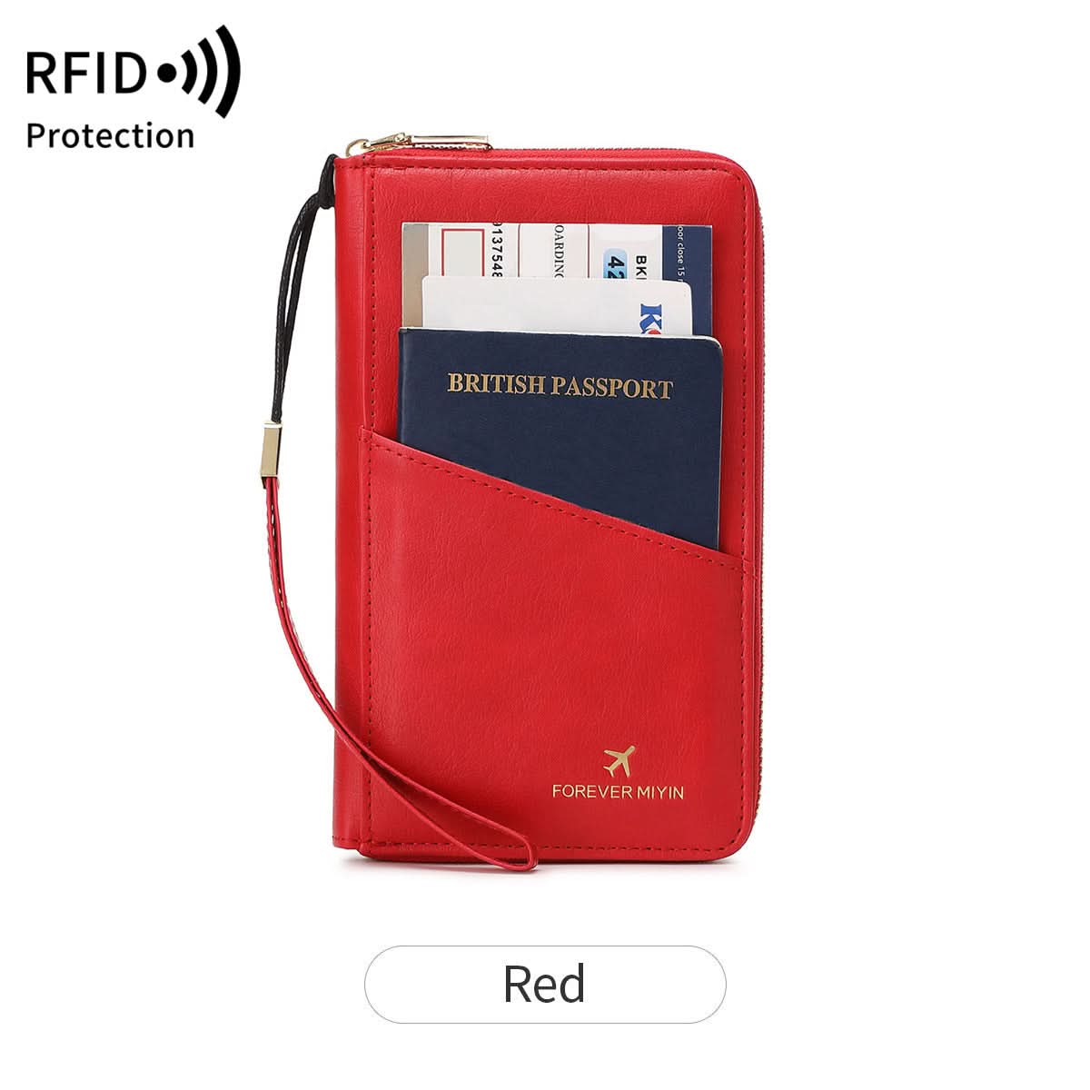 RFID Anti-Theft Travel Passport Wallet – Zipper Organizer for Documents & Tickets