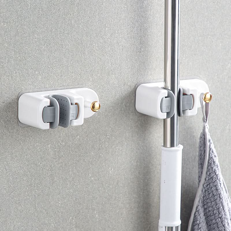 Punch-Free Broom & Mop Holder – Wall-Mounted Storage Rack