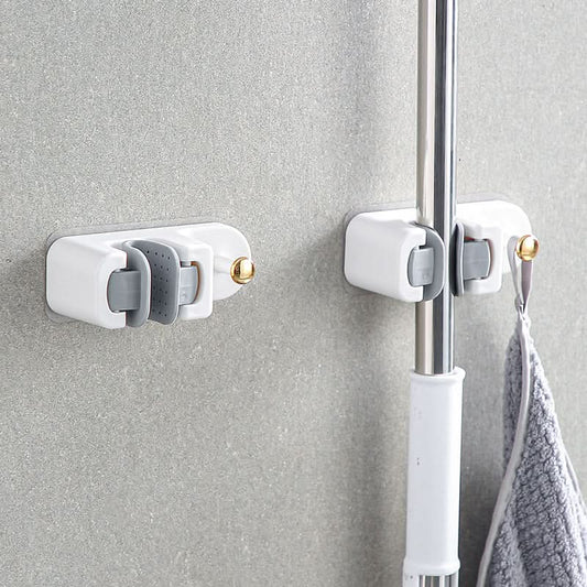 Punch-Free Broom & Mop Holder – Wall-Mounted Storage Rack