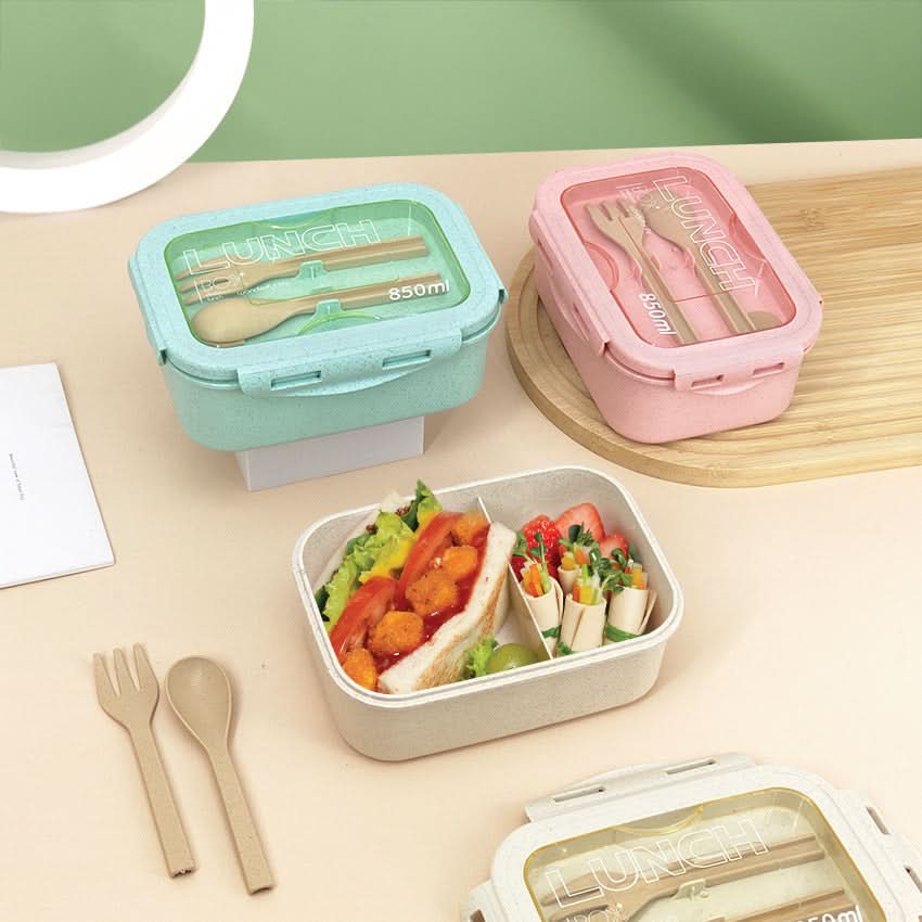 Japanese-Style Microwave-Safe Wheat Straw Lunch Box – 850ml