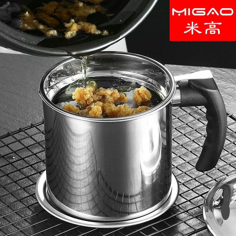 Stainless Steel Oil Filter Cup – Thickened Separator with Bakelite/Steel Wire Handle