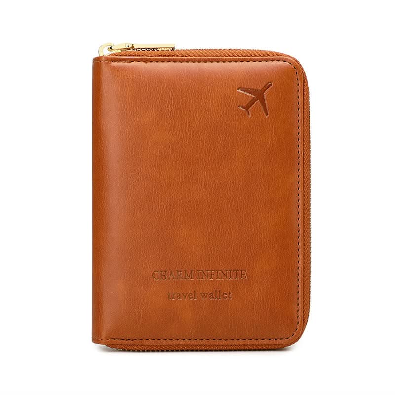 RFID Blocking Passport Holder – Compact Travel Wallet with Zipper