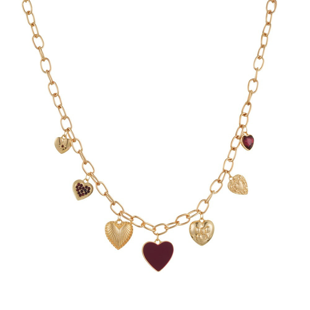 Red Heart Pendant Necklace – Trendy Stainless Steel Love Chain Jewelry for Women
