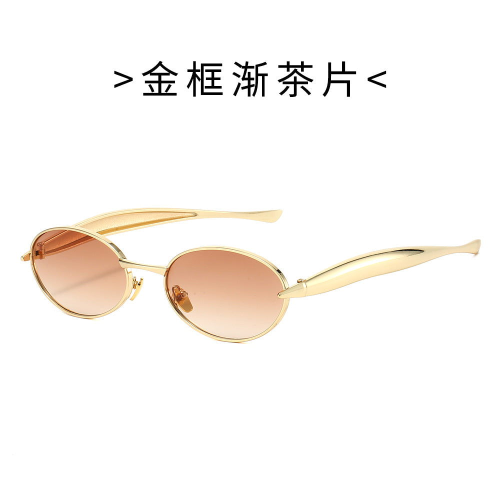 Oval Small Frame Sunglasses – Unisex Metal Trendy Shades | Fashion Sunglasses
