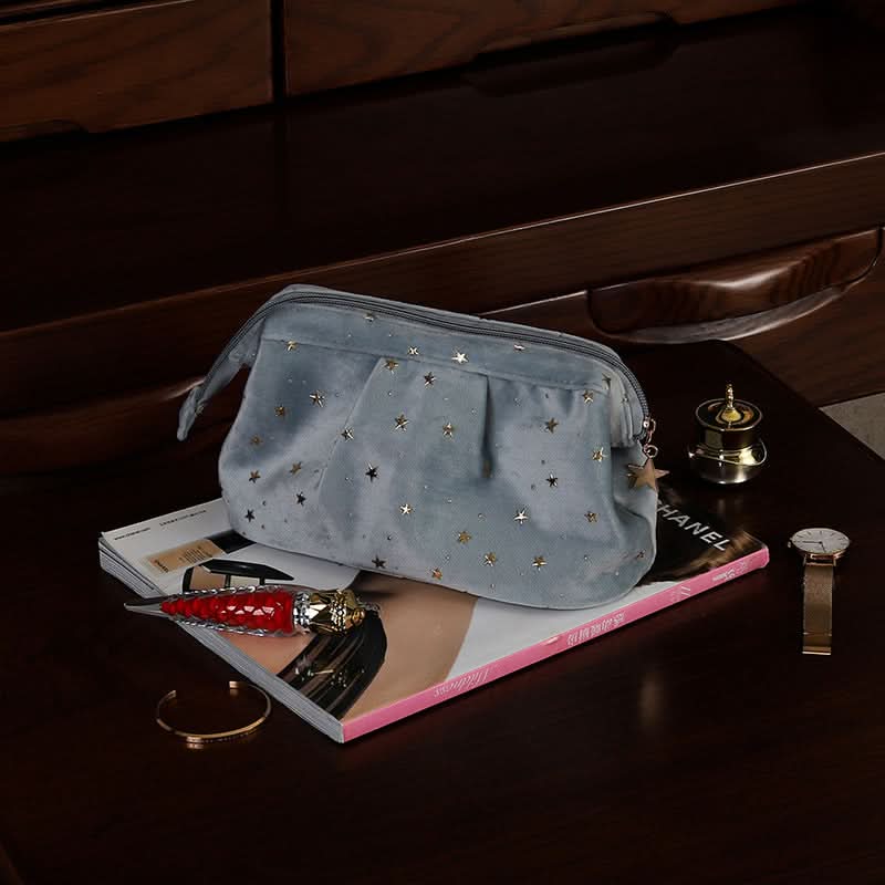 Velvet Makeup & Toiletry Bag - Portable Cosmetics Storage