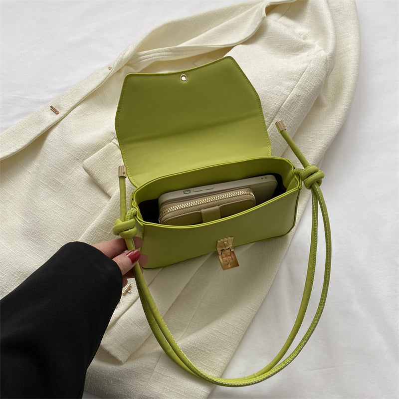 Mini Baguette Shoulder Bag for Women – Retro Underarm PU Handbag with Cover Flap