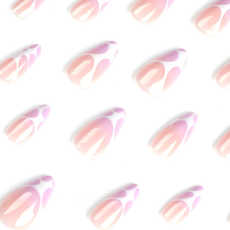 Long Lavender French Tip Press-On Nails – Glossy Abstract Teardrop Nail Set