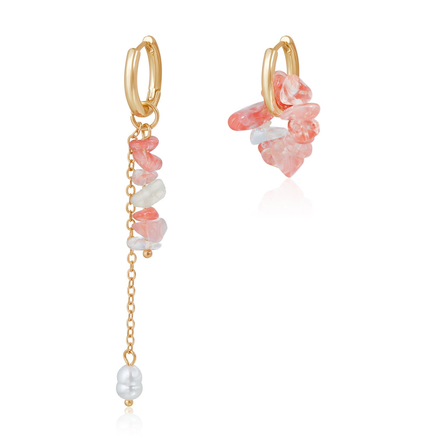 Rose Crystal Necklace Set – Elegant Pink Gemstone Clavicle Chain With Earrings for Women