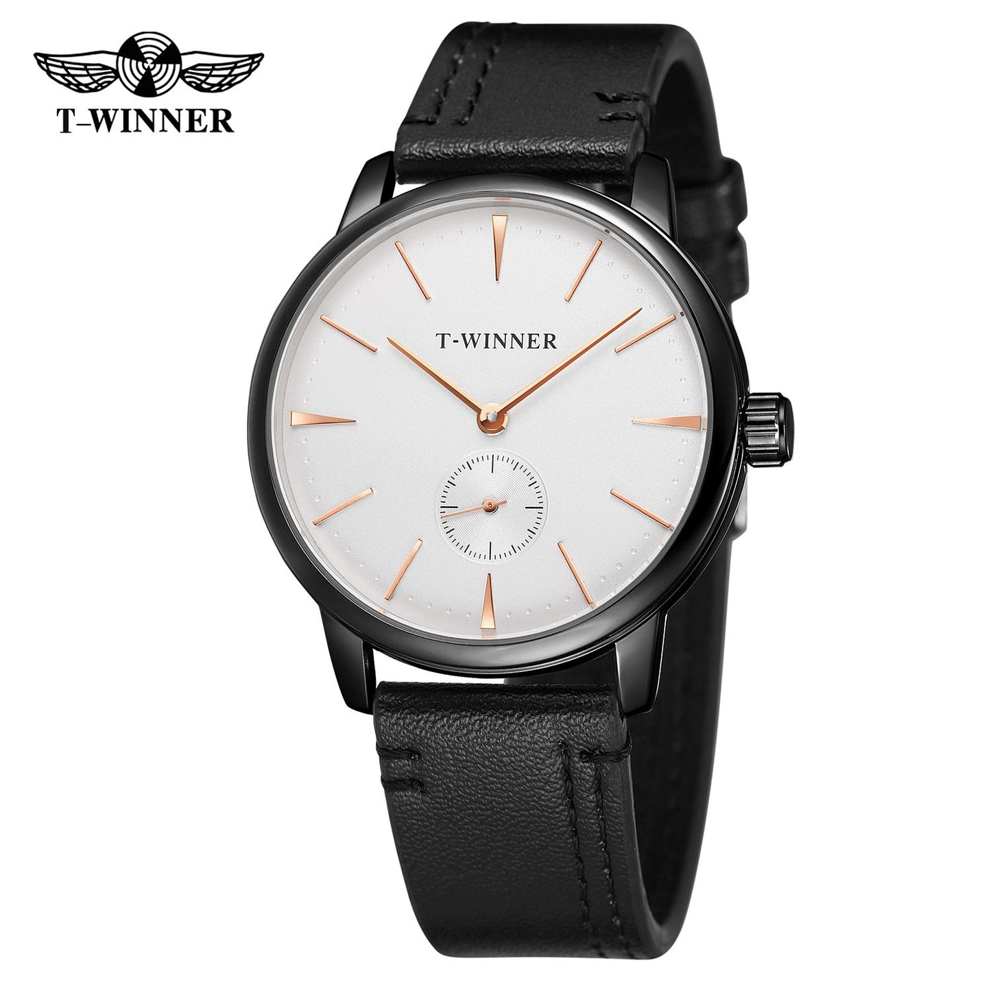 T-WINNER Waterproof Mechanical Watch for Men – Leather Strap Automatic Timepiece