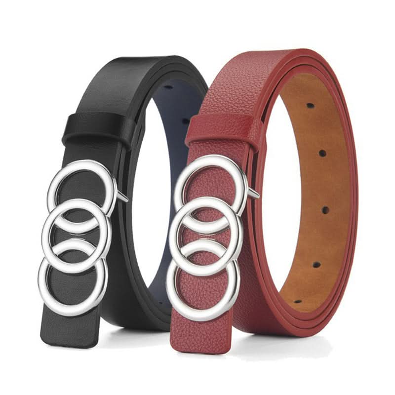Women's Fashion Triple Round Buckle Belt –  For Jeans, Dresses & Workwear