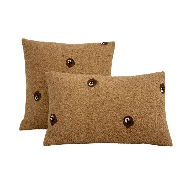 Teddy Velvet Embroidered Pillowcase - Modern Plush Cushion Cover