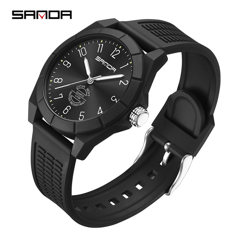 Sanda Luminous Waterproof Quartz Watch – Fashion Student Casual Wristwatch