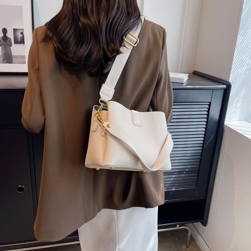 Women's PU Leather Bucket Crossbody Bag – Fashionable Handbag