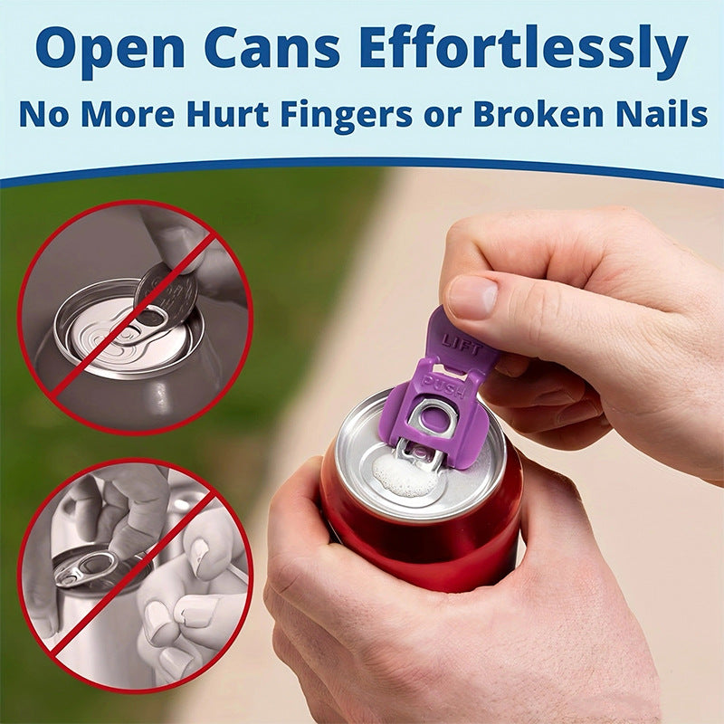 Portable Plastic Can & Bottle Opener – Dustproof Lid, Easy-to-Use Tab Lifter (Pack of 6)