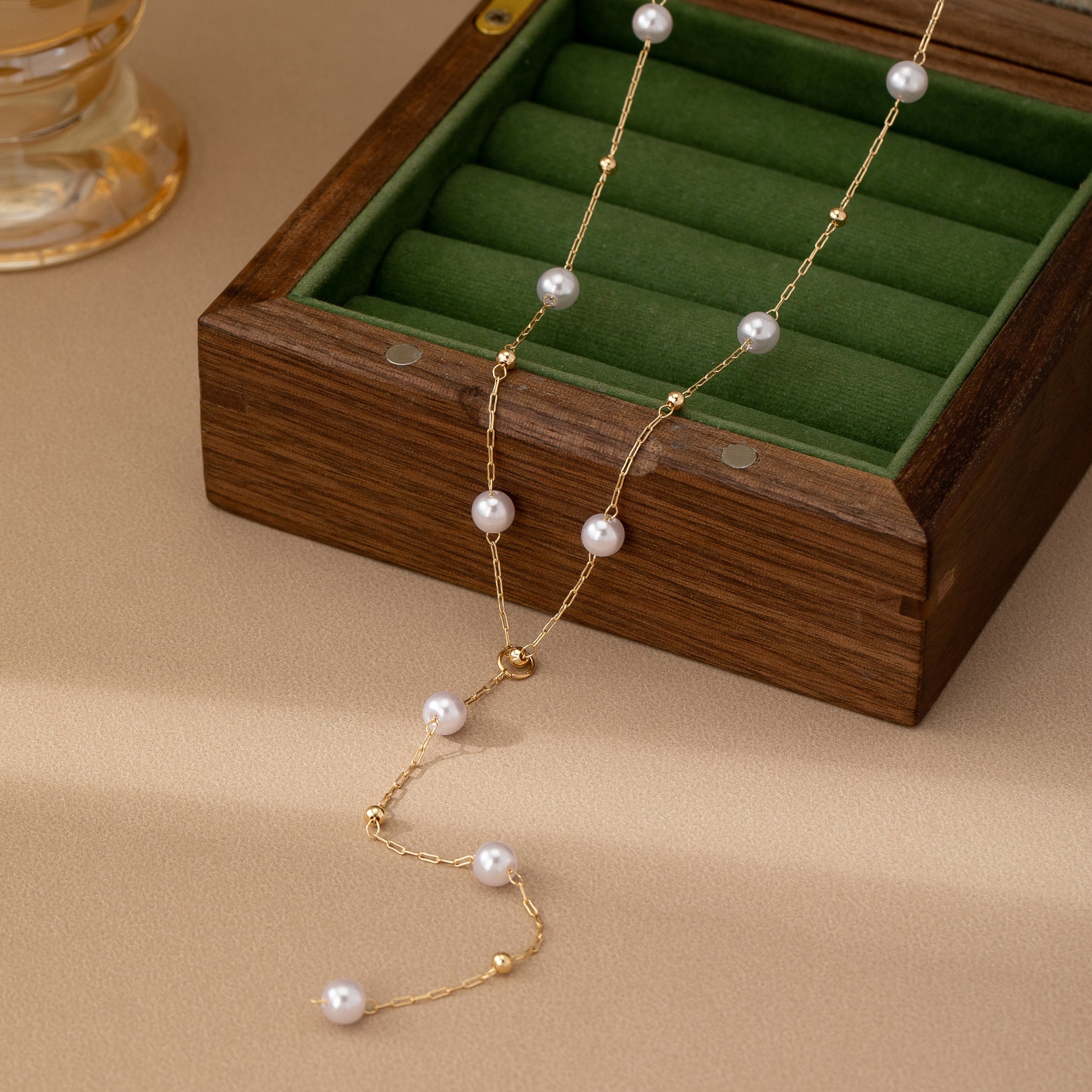 Korean Imitation Pearl Y Necklace – Elegant Minimalist Jewelry for Women
