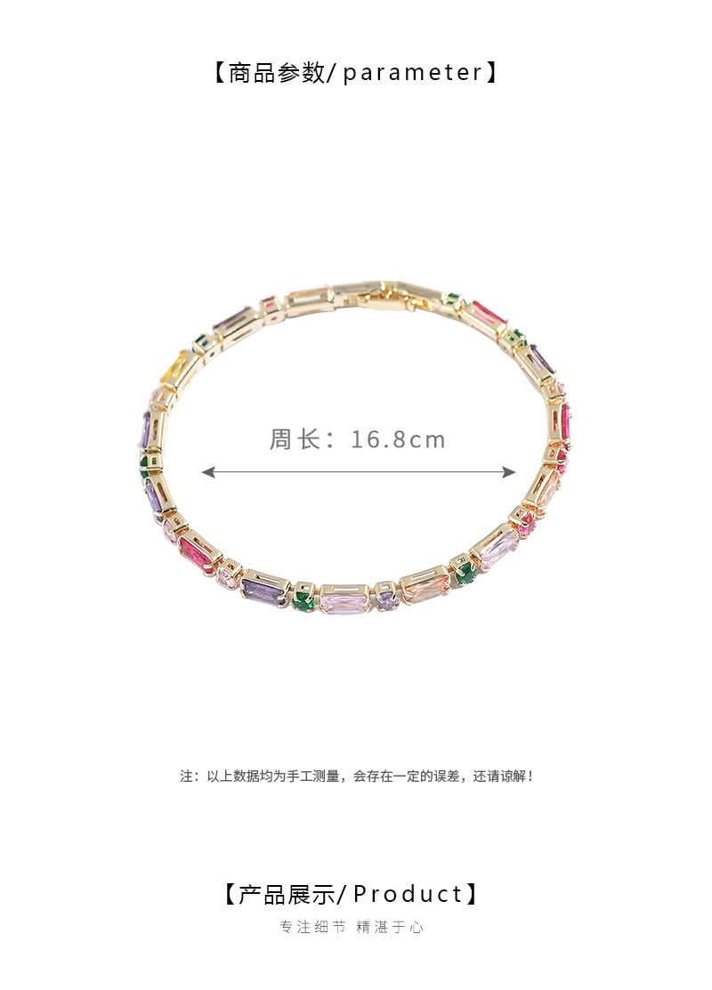 Colorful Zircon Chain Bracelet for Women – Micro-Inlaid Claw Design