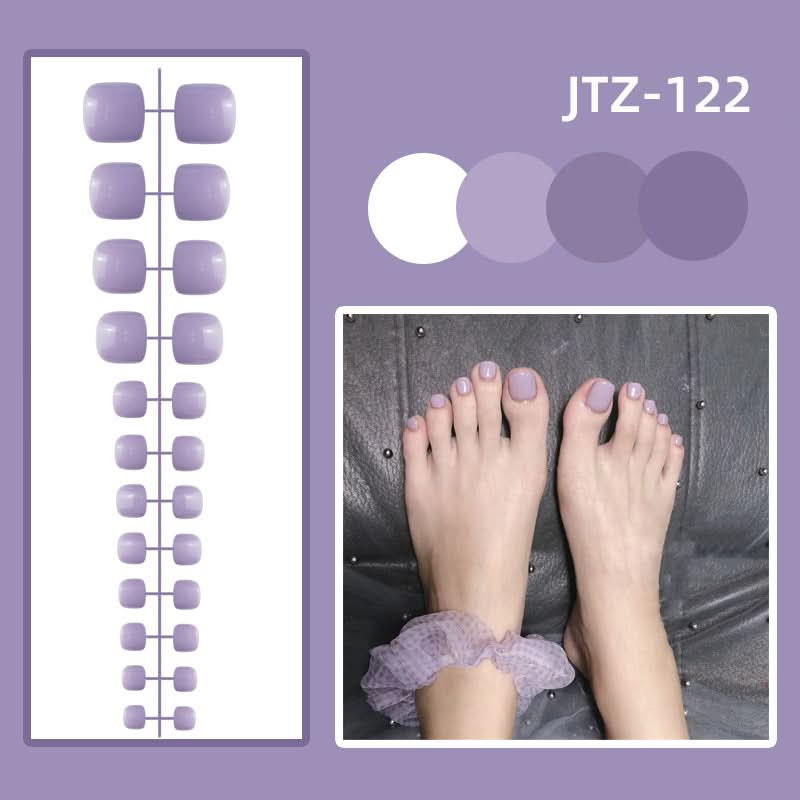 Glossy Toenail Nail Stickers – 24-Piece Finished Fake Nails Set