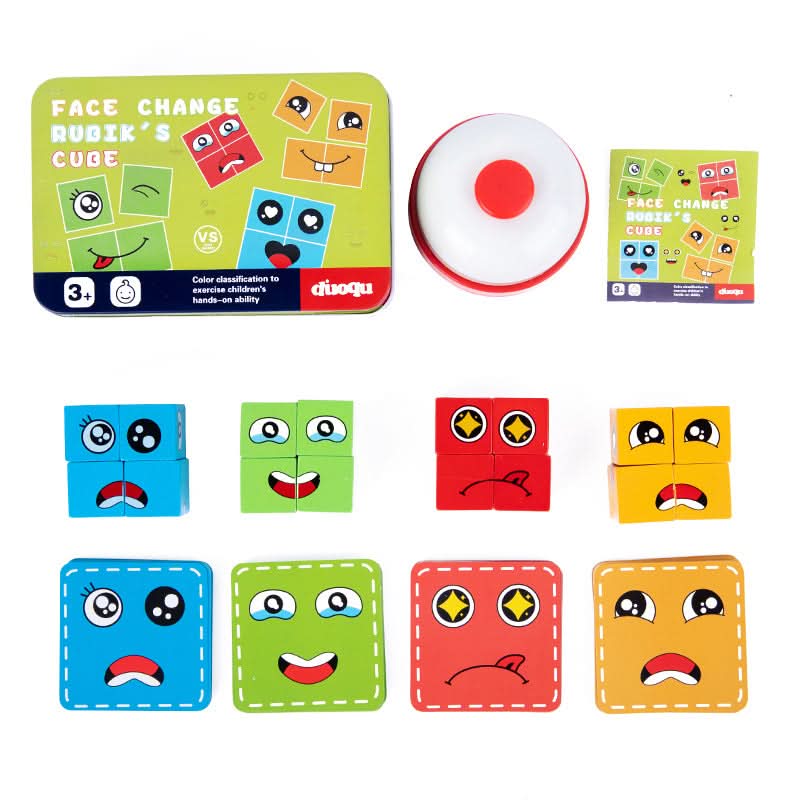 Face-Changing Wooden Puzzle Cube Game Toy