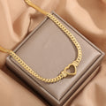 Titanium Steel Heart Chain Necklace – Gold Irregular Retro Love Pendant for Women