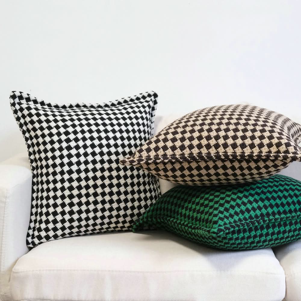 Retro Plaid Knitted Pillow Cover – Luxurious High-End Cushion