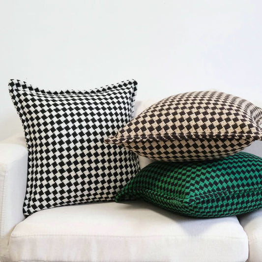 Retro Plaid Knitted Pillow Cover – Luxurious High-End Cushion