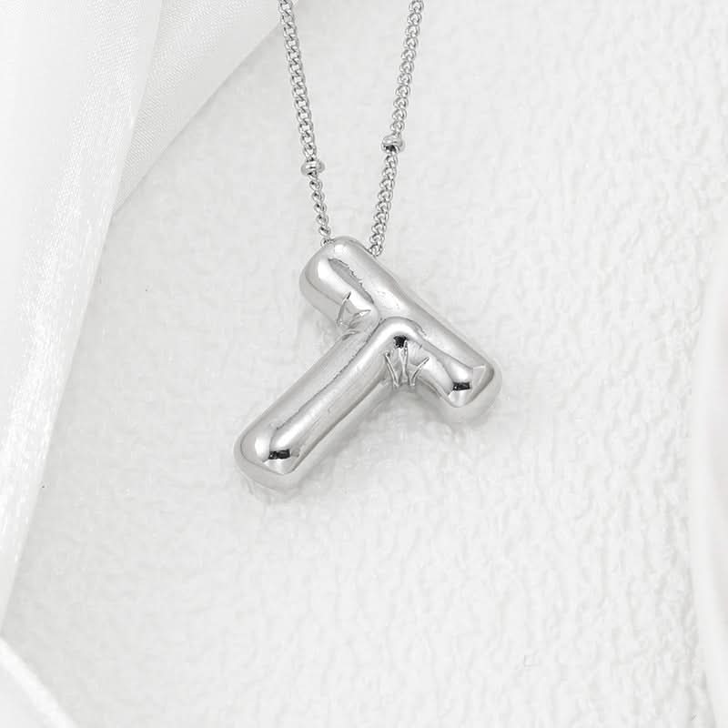 Silver-Plated Alphabet Pendant Necklace – Hip-Hop Style