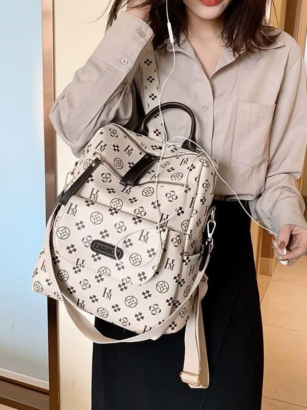 Women's PU Leather Backpack – Large-Capacity Fashion Travel & School Bag